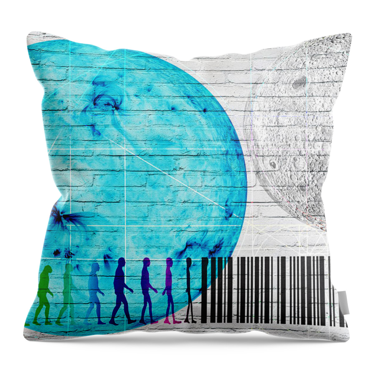 urban Graffiti Collection By Serge Averbukh Throw Pillow featuring the photograph Urban Graffiti - Binary Evolution #1 by Serge Averbukh