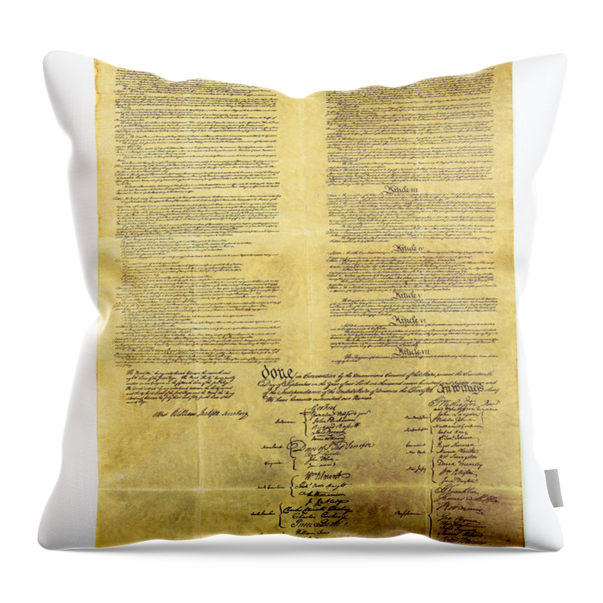 Constitution Throw Pillow featuring the photograph U.s Constitution #1 by Photo Researchers, Inc.