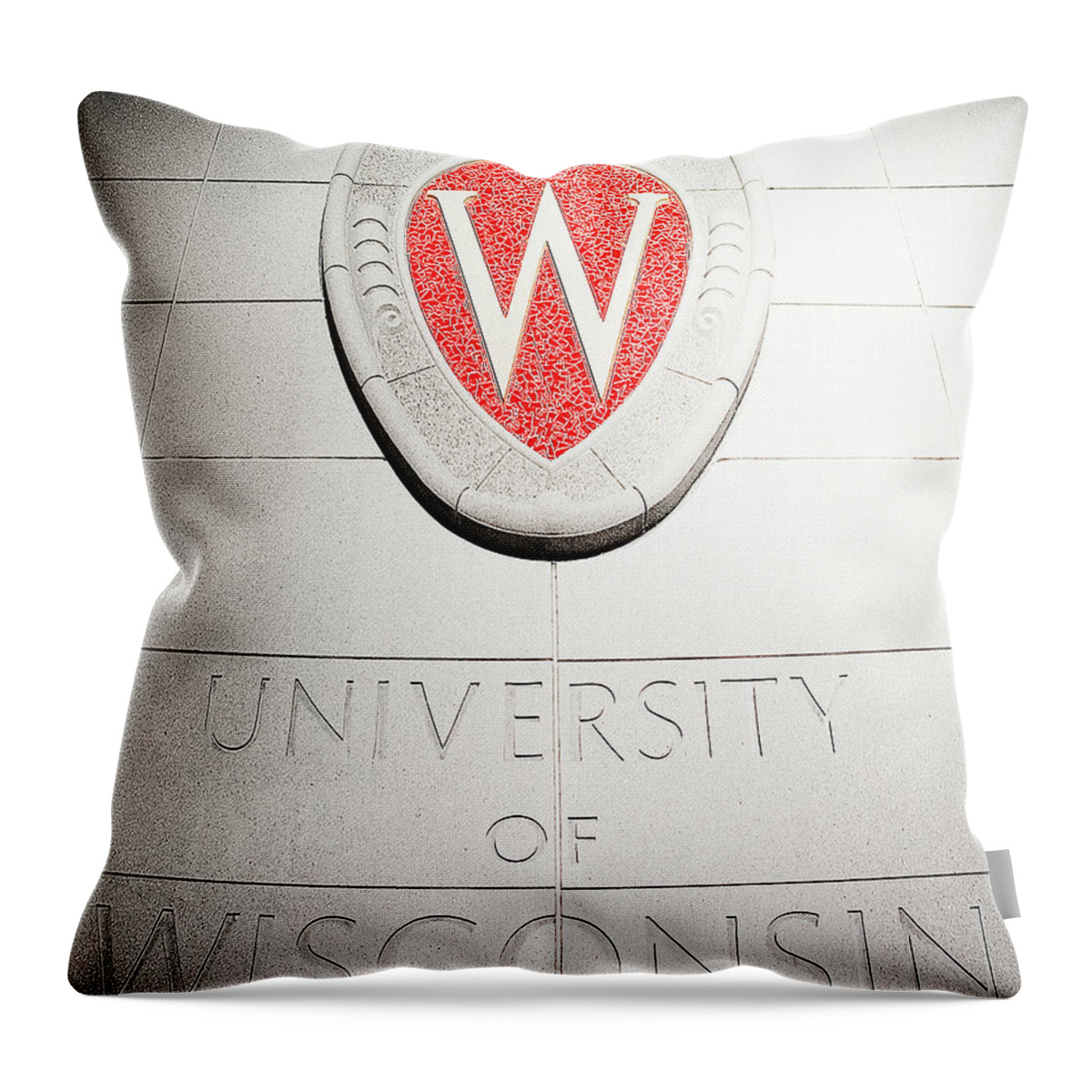 University Of Wisconsin Throw Pillow featuring the photograph UW Crest #1 by Todd Klassy