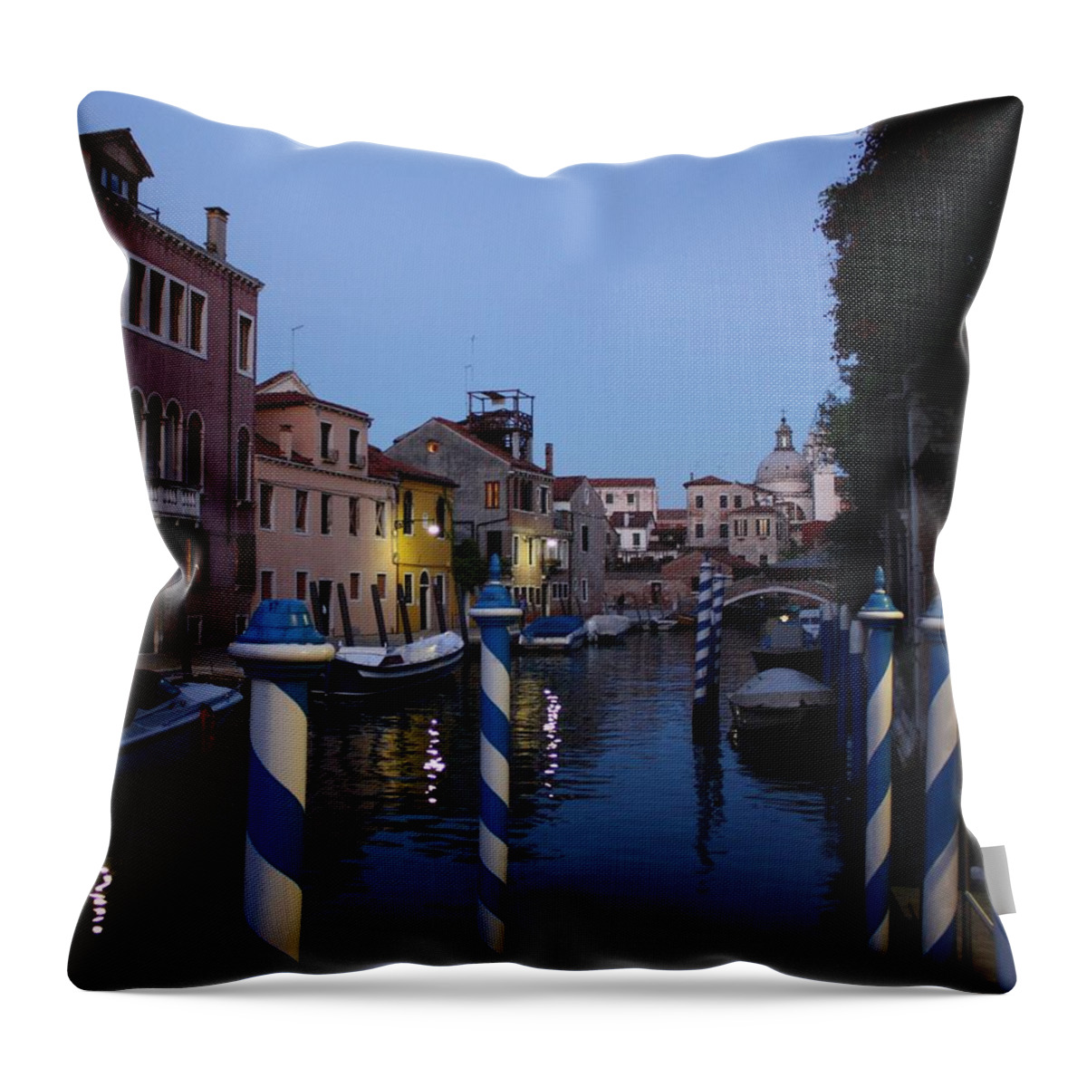 Venice Throw Pillow featuring the photograph Venice at night #1 by Pat Purdy