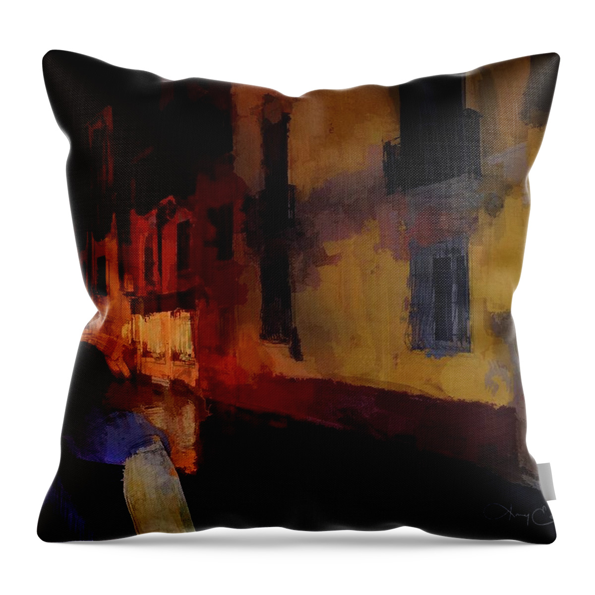 Venice Throw Pillow featuring the digital art Venice by Night by Looking Glass Images