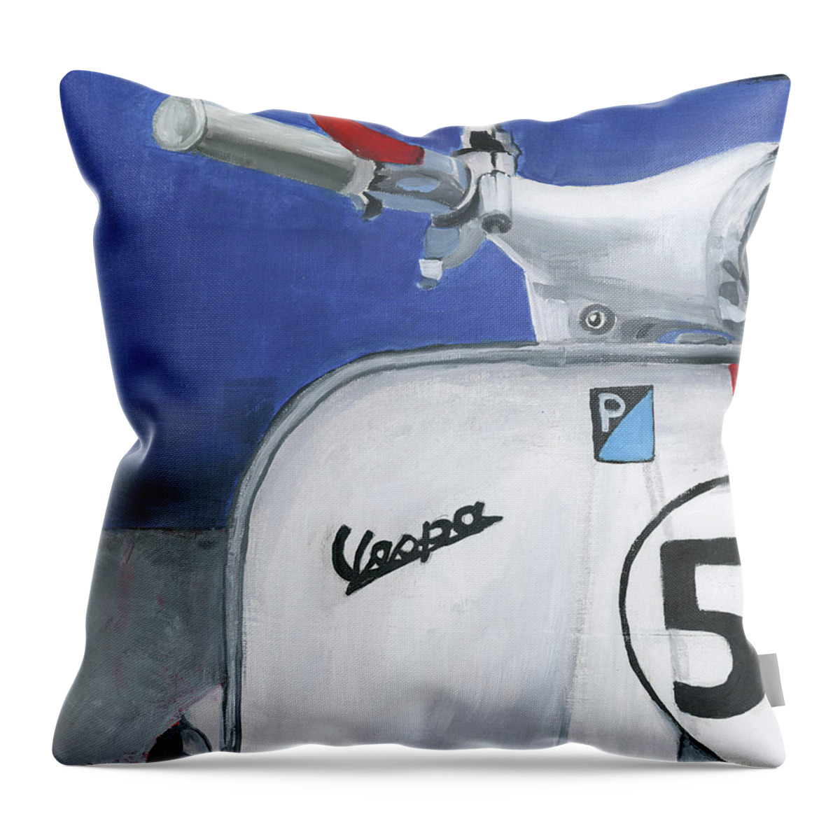 Vespa Throw Pillow featuring the painting Vespa 53 #1 by Debbie Brown