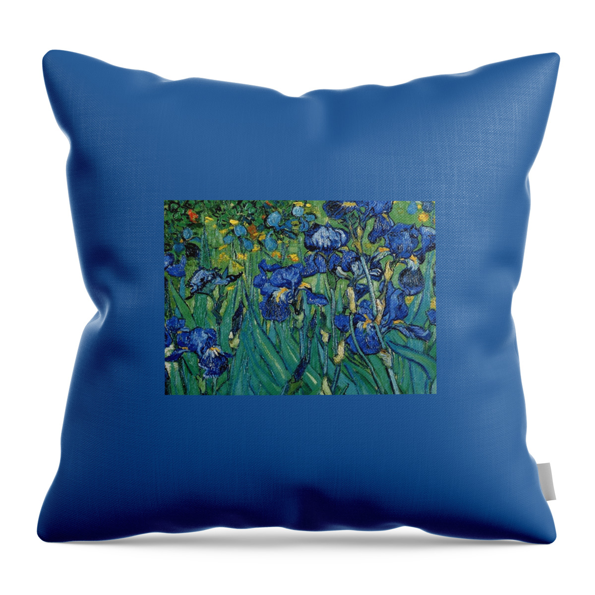 Vincent Van Gogh Iris Detail Throw Pillow featuring the painting Vincent Van Gogh Iris detail #1 by MotionAge Designs