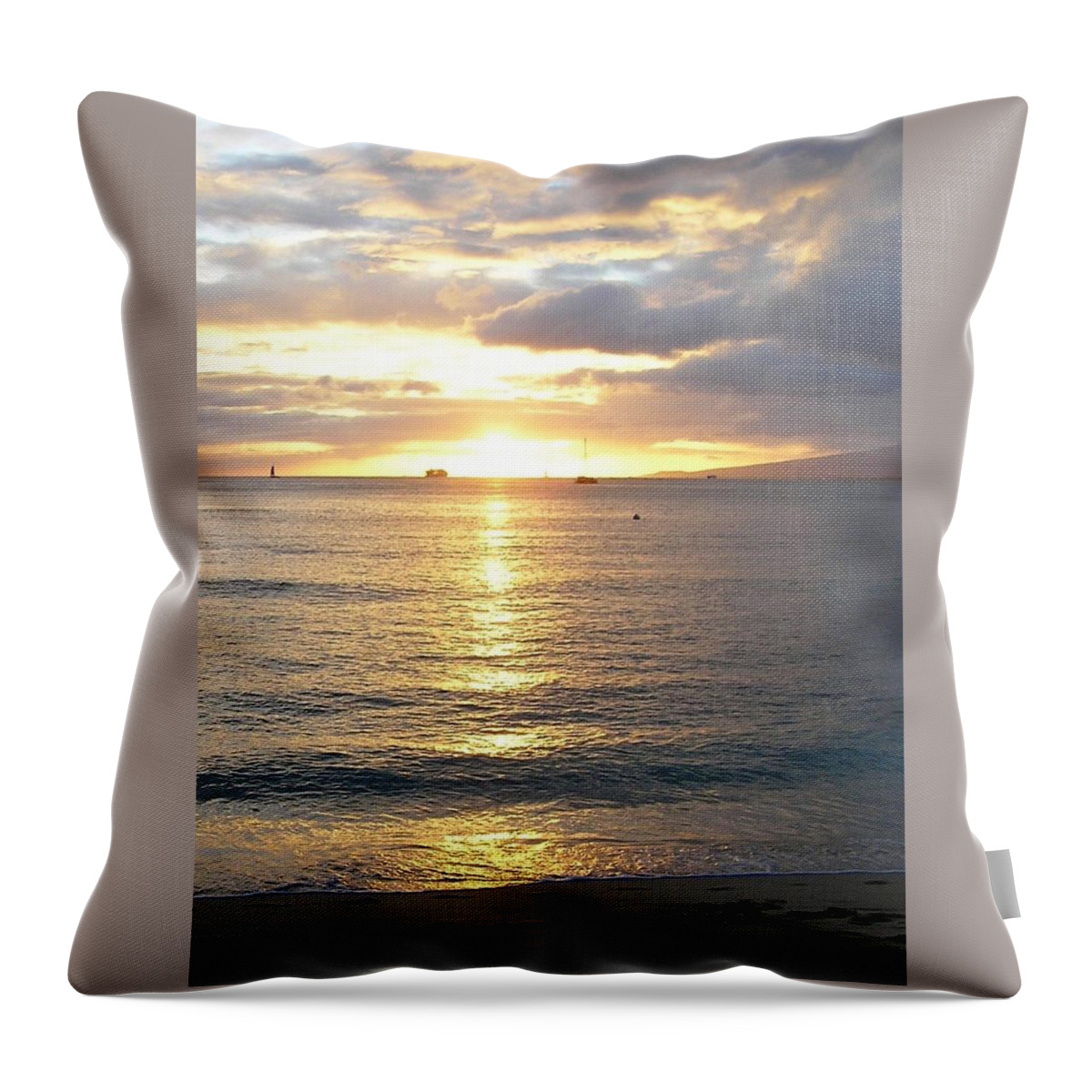 Waikiki Throw Pillow featuring the photograph Waikiki Sunset #1 by Oleg Zavarzin