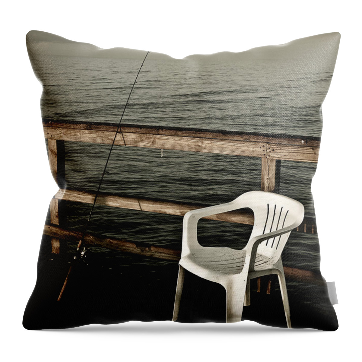 Fish Throw Pillow featuring the photograph Waiting #1 by Marilyn Hunt