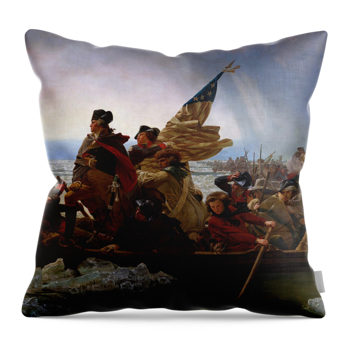 Washington Crossing The Delaware Throw Pillow featuring the painting Washington Crossing The Delaware #29 by Emanuel Leutze