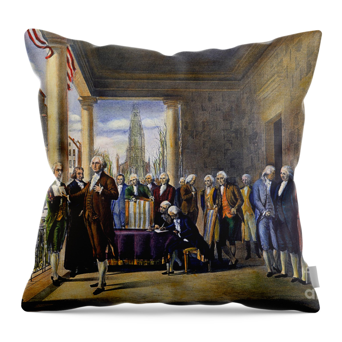 1789 Throw Pillow featuring the photograph Washington: Inauguration #1 by Granger