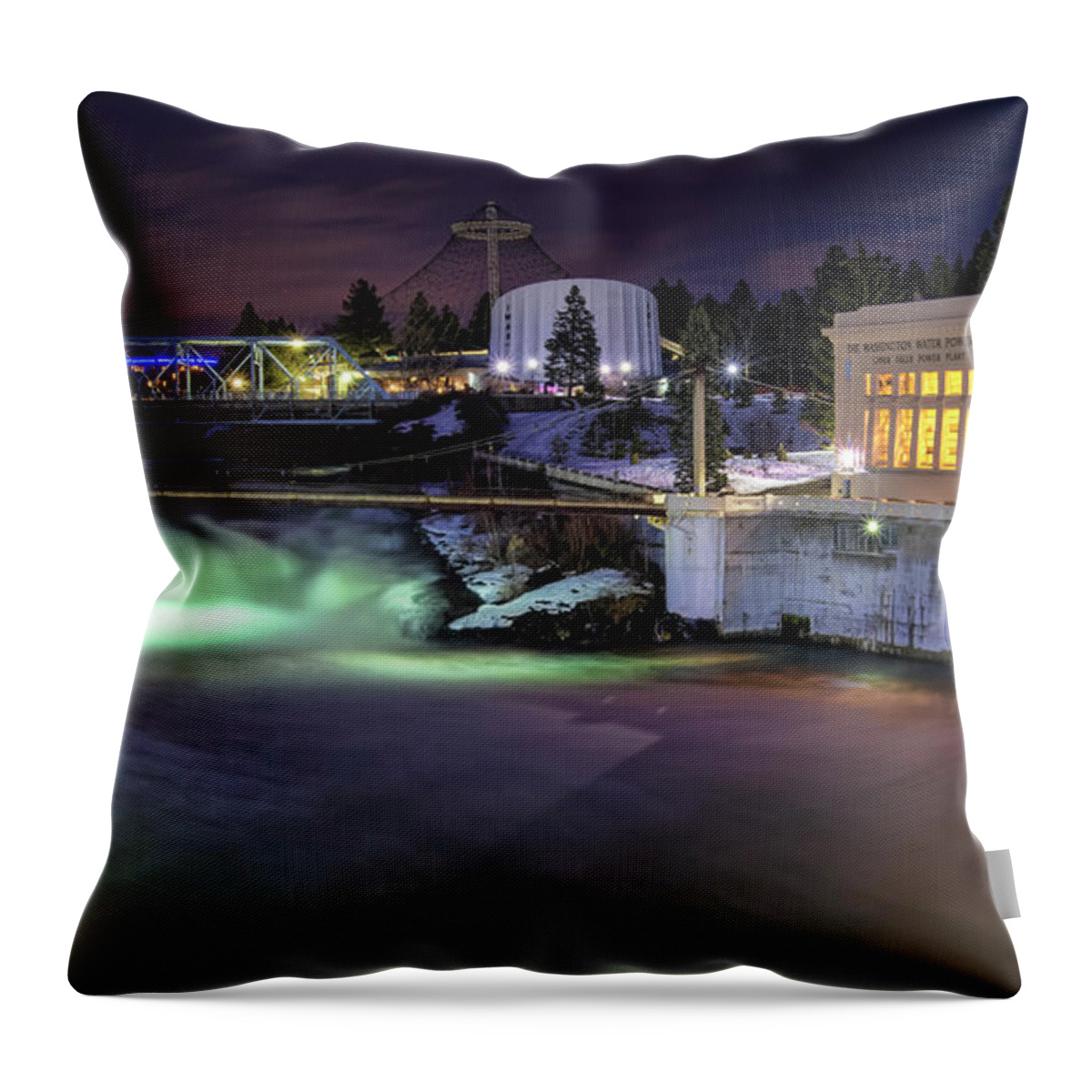 Falls Throw Pillow featuring the photograph Washington Water Power #1 by Paul DeRocker