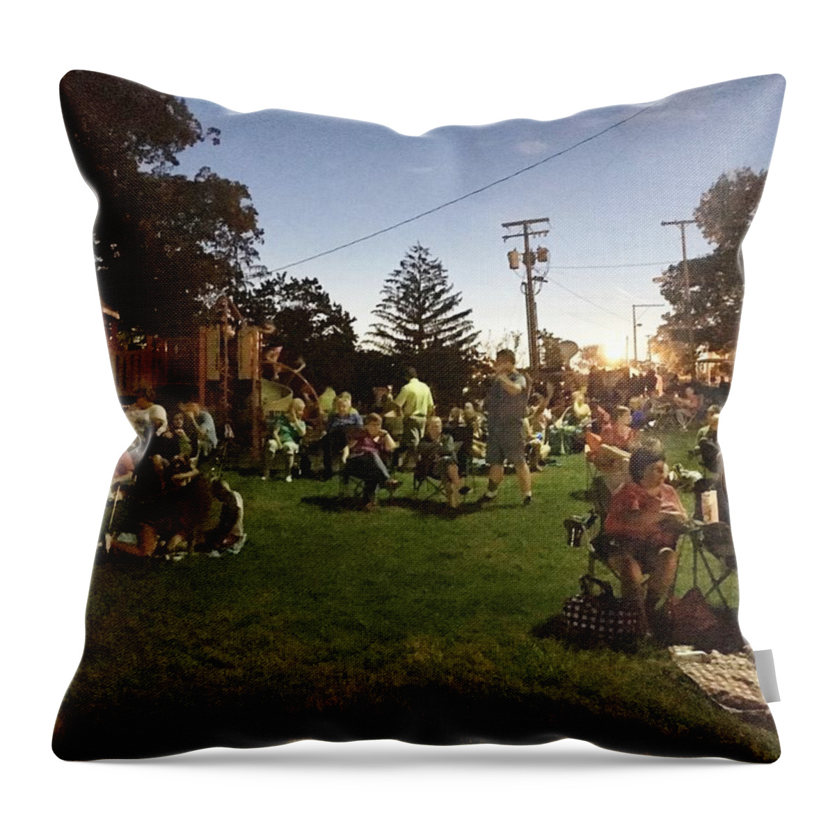 Fireworks Throw Pillow featuring the painting Watching Fireworks #1 by David Bartsch