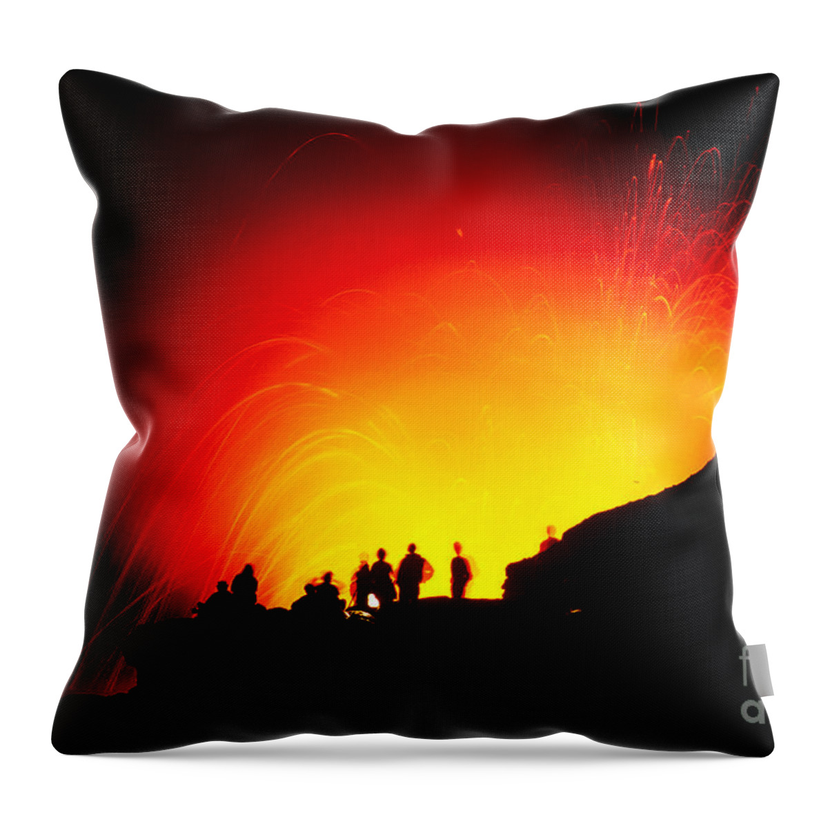 A26g Throw Pillow featuring the photograph Watching The Lava Flow #1 by Erik Aeder - Printscapes