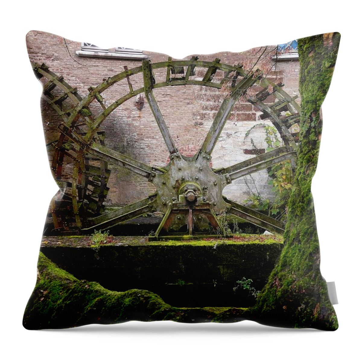 Watermill Throw Pillow featuring the digital art Watermill #1 by Maye Loeser