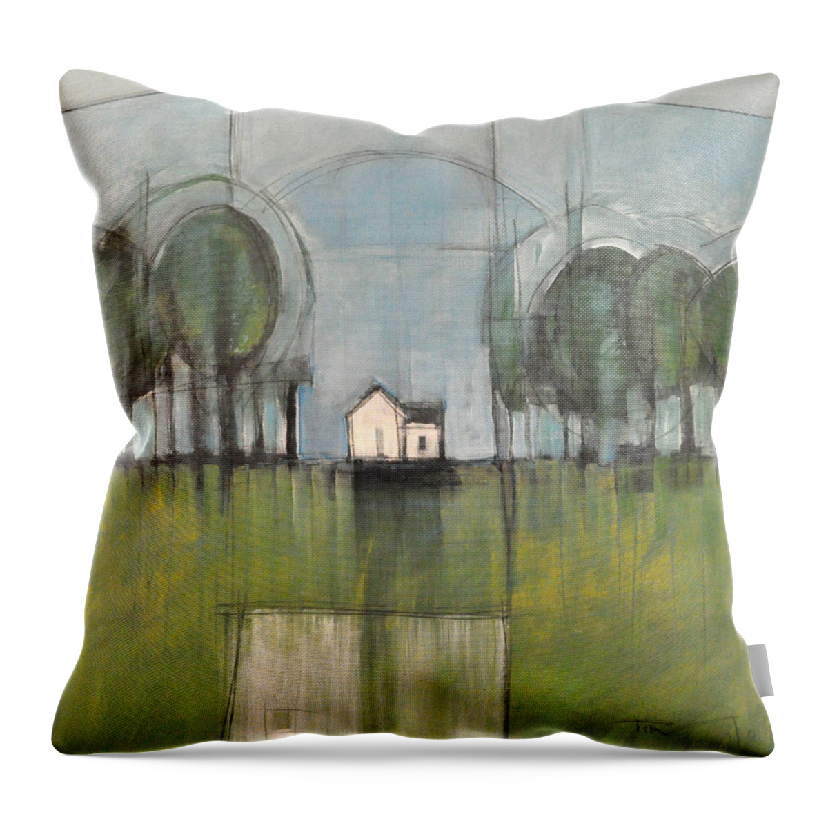 Woods Throw Pillow featuring the painting White House #1 by Tim Nyberg