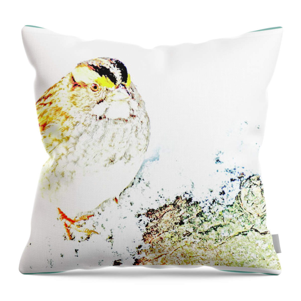 Taxonomy Throw Pillow featuring the photograph White-throated Sparrow in Snow #1 by A Macarthur Gurmankin