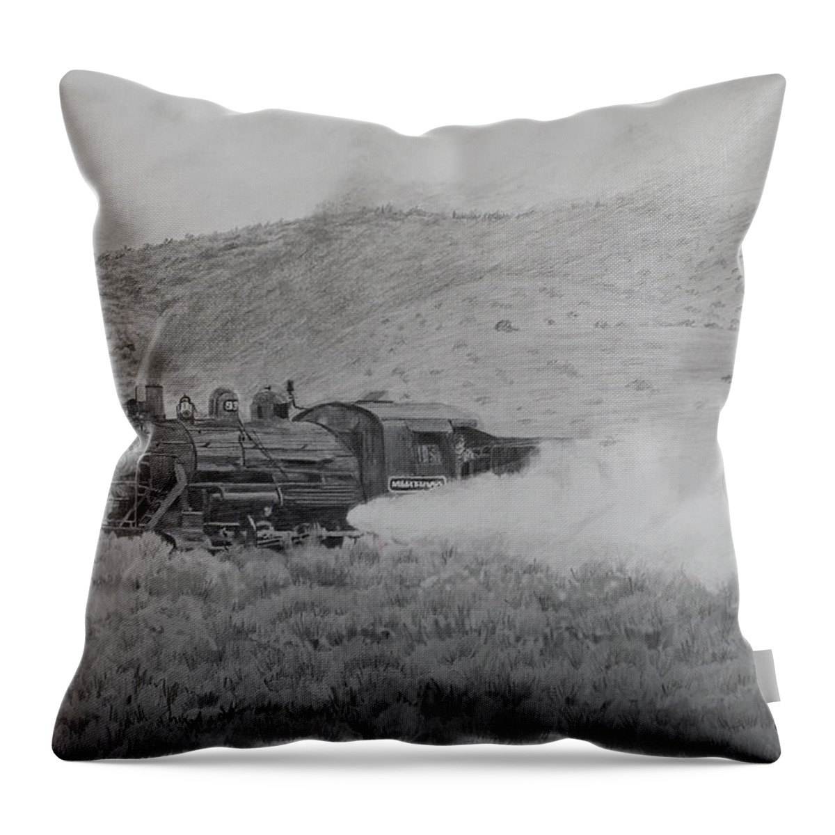 Train Throw Pillow featuring the drawing Whoo Whoo #1 by Quwatha Valentine