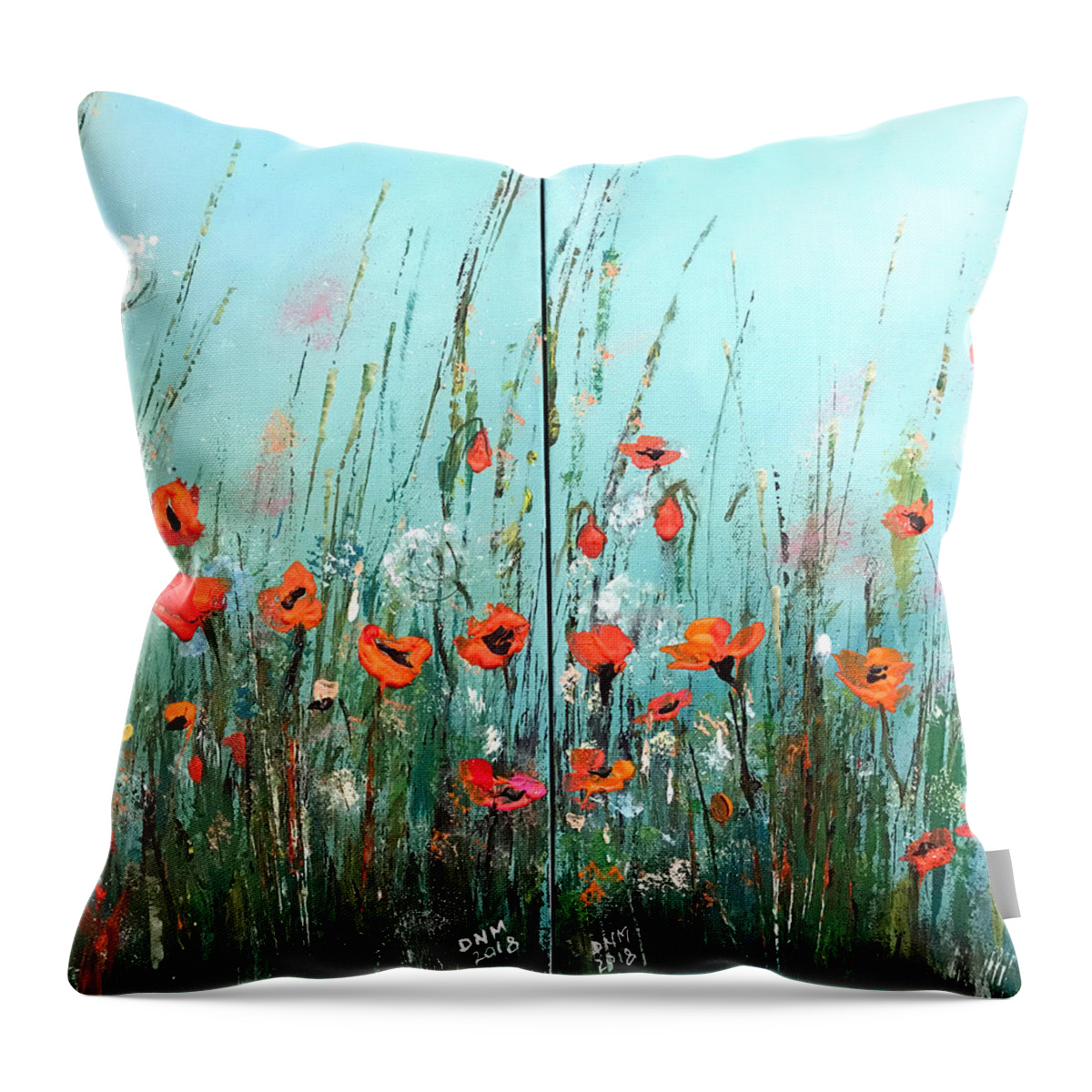 Wild Throw Pillow featuring the painting Wild Flowers #1 by Dorothy Maier