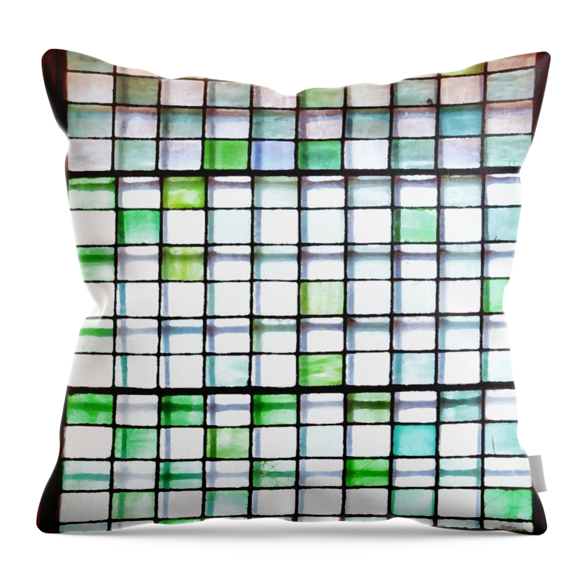 Blue Throw Pillow featuring the photograph Stained Glass Window by Sandy Taylor