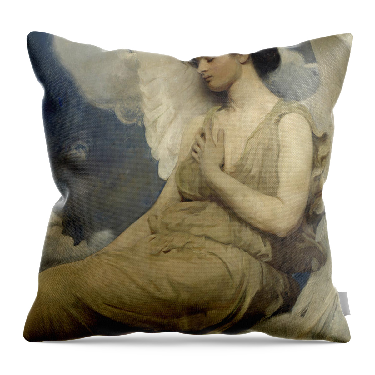 Angel Throw Pillow featuring the painting Winged Figure by Abbott Handerson Thayer