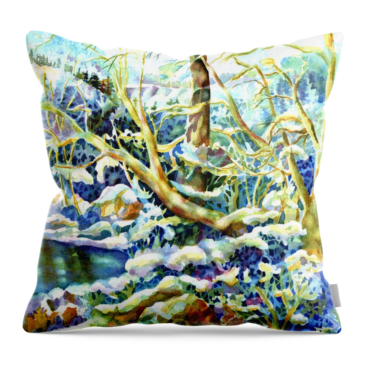 Watercolor Throw Pillow featuring the painting Winter by Ann Nicholson