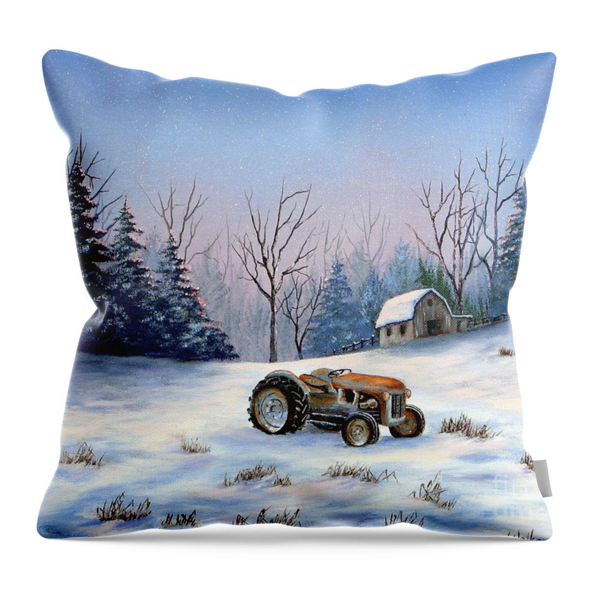 Landscape Throw Pillow featuring the painting Winter Rest by Jerry Walker