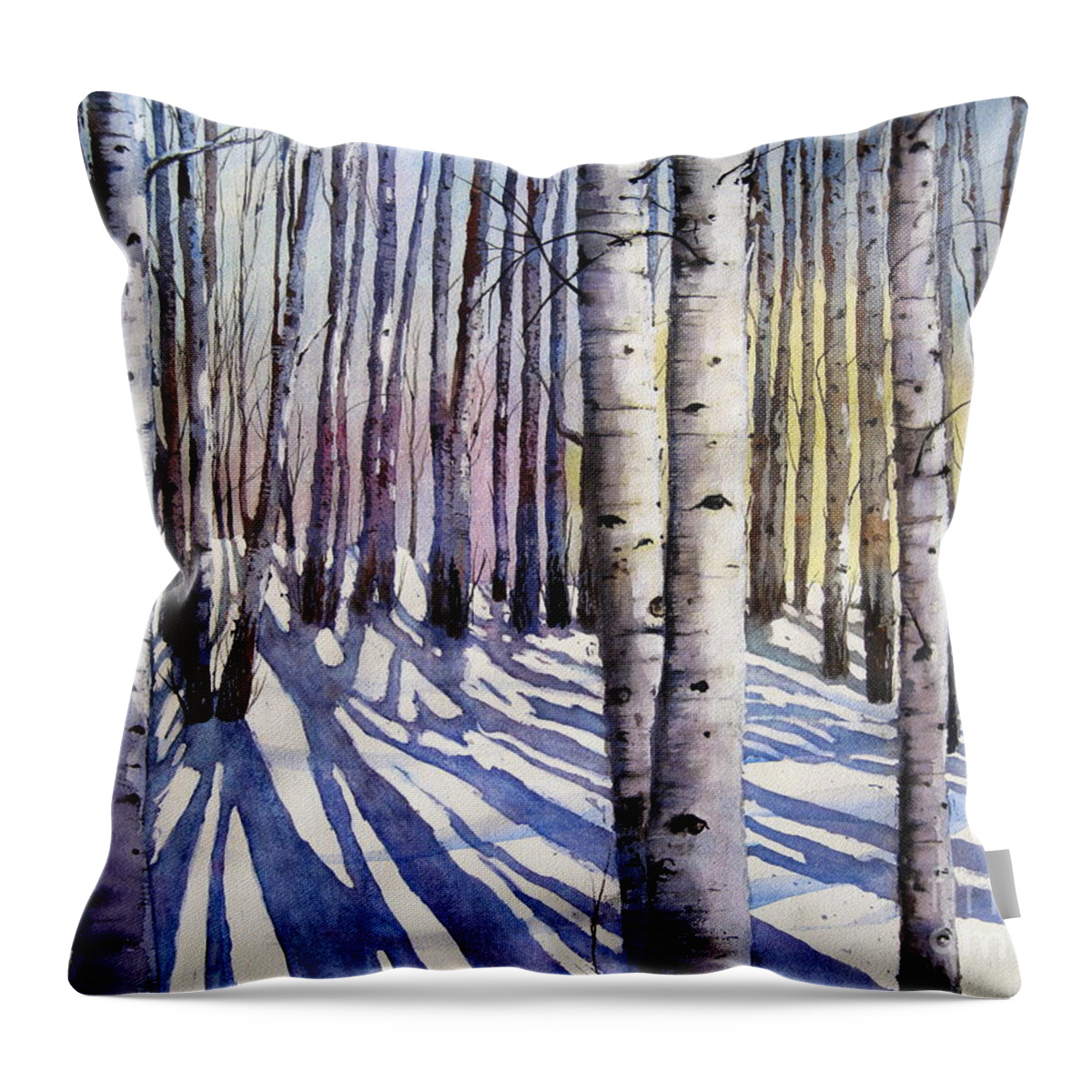 Landscape Throw Pillow featuring the painting Winter Shadows #1 by Shirley Braithwaite Hunt