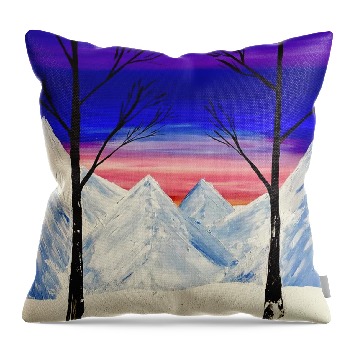 Winter Throw Pillow featuring the painting Winter Sunset #1 by Dani Keating
