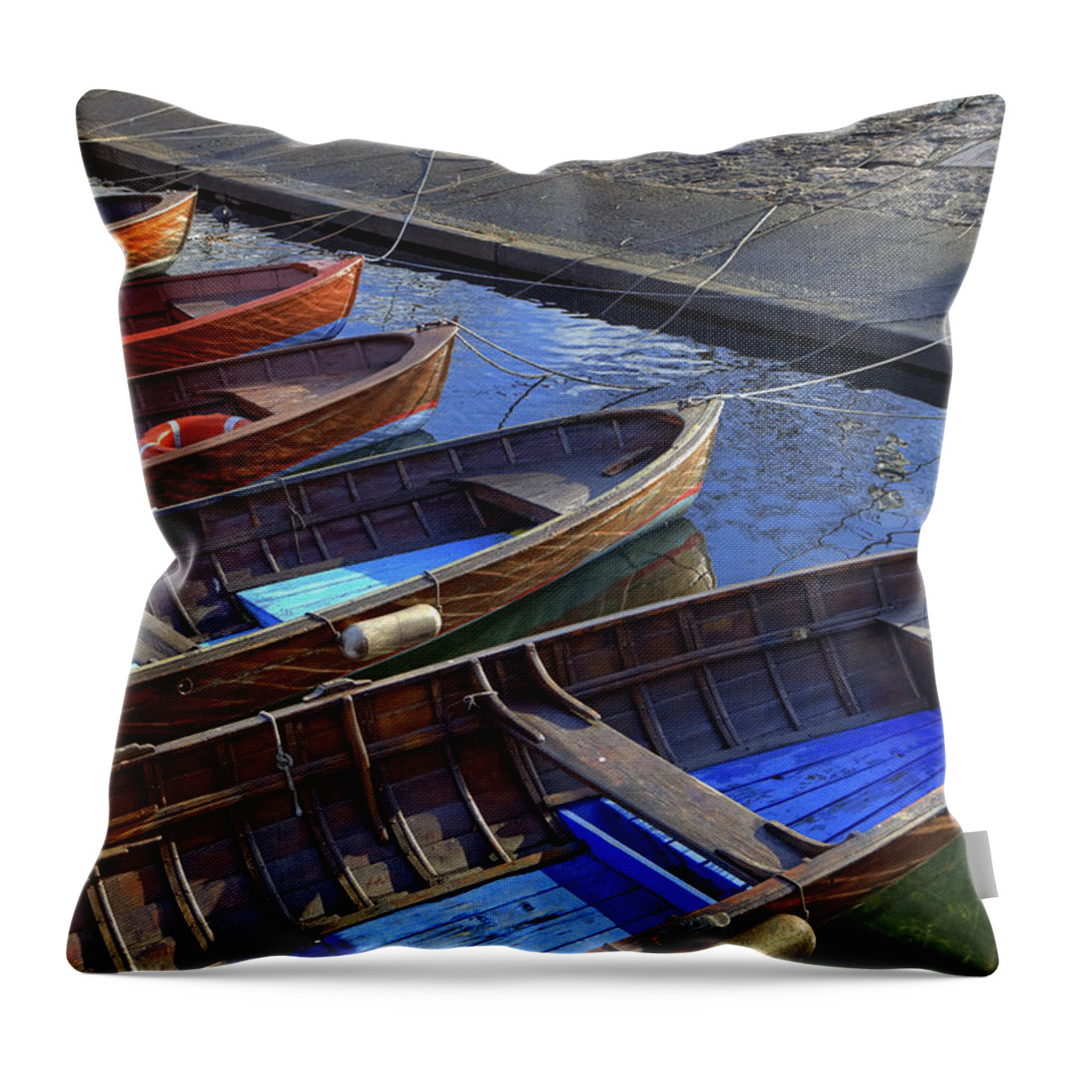 Boat Throw Pillow featuring the photograph Wooden Boats #1 by Joana Kruse