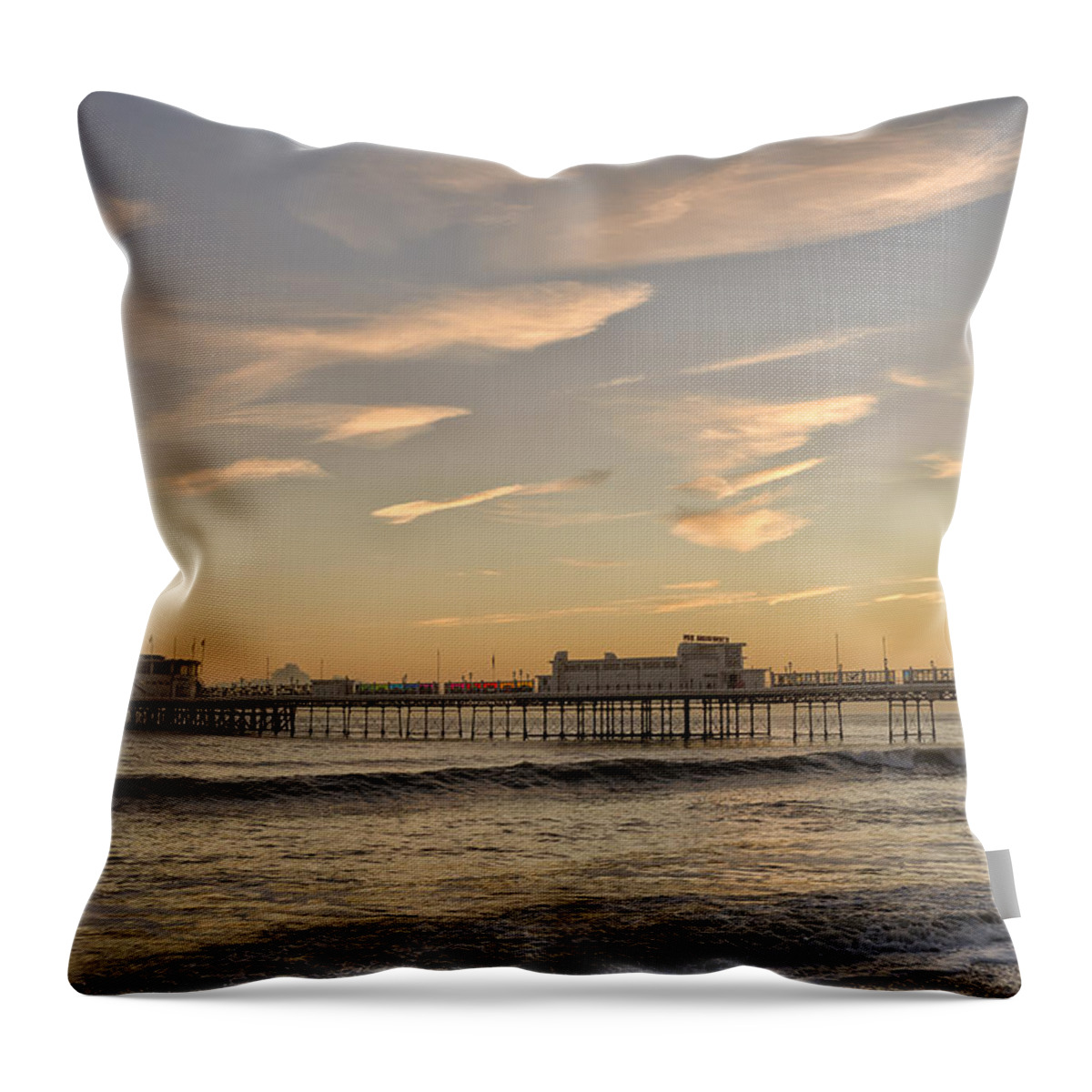 Worthing Throw Pillow featuring the photograph Worthing Pier Evening #2 by Len Brook