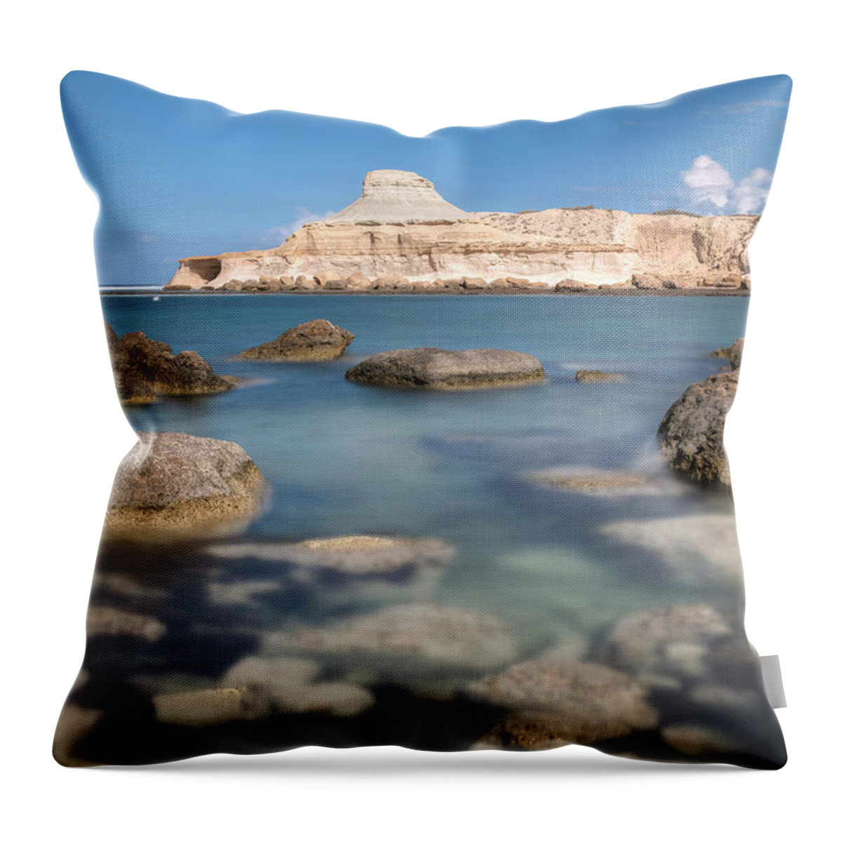 Xwejni Bay Throw Pillow featuring the photograph Xwejni Bay - Gozo #1 by Joana Kruse