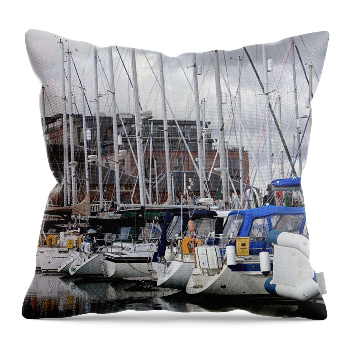 Yachts In Marina Throw Pillow featuring the photograph Yachts in Marina #1 by Julia Gavin