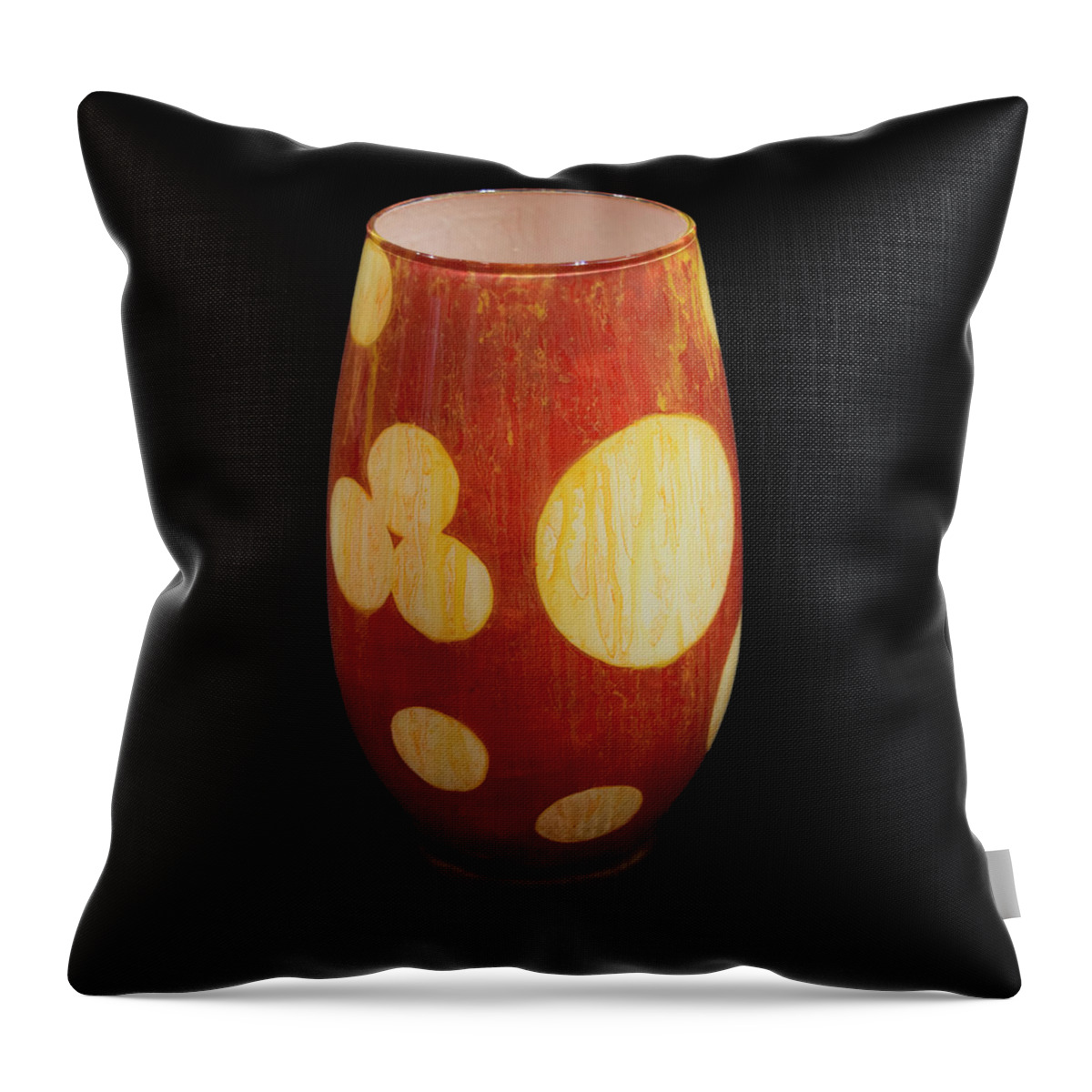 Vase Throw Pillow featuring the glass art Yellow and White Vase #1 by Christopher Schranck