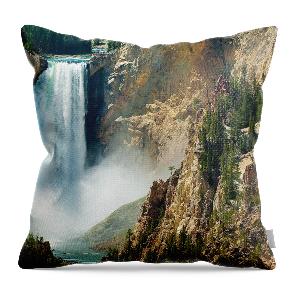 Yellowstone Throw Pillow featuring the photograph Yellowstone Waterfalls #1 by Sebastian Musial