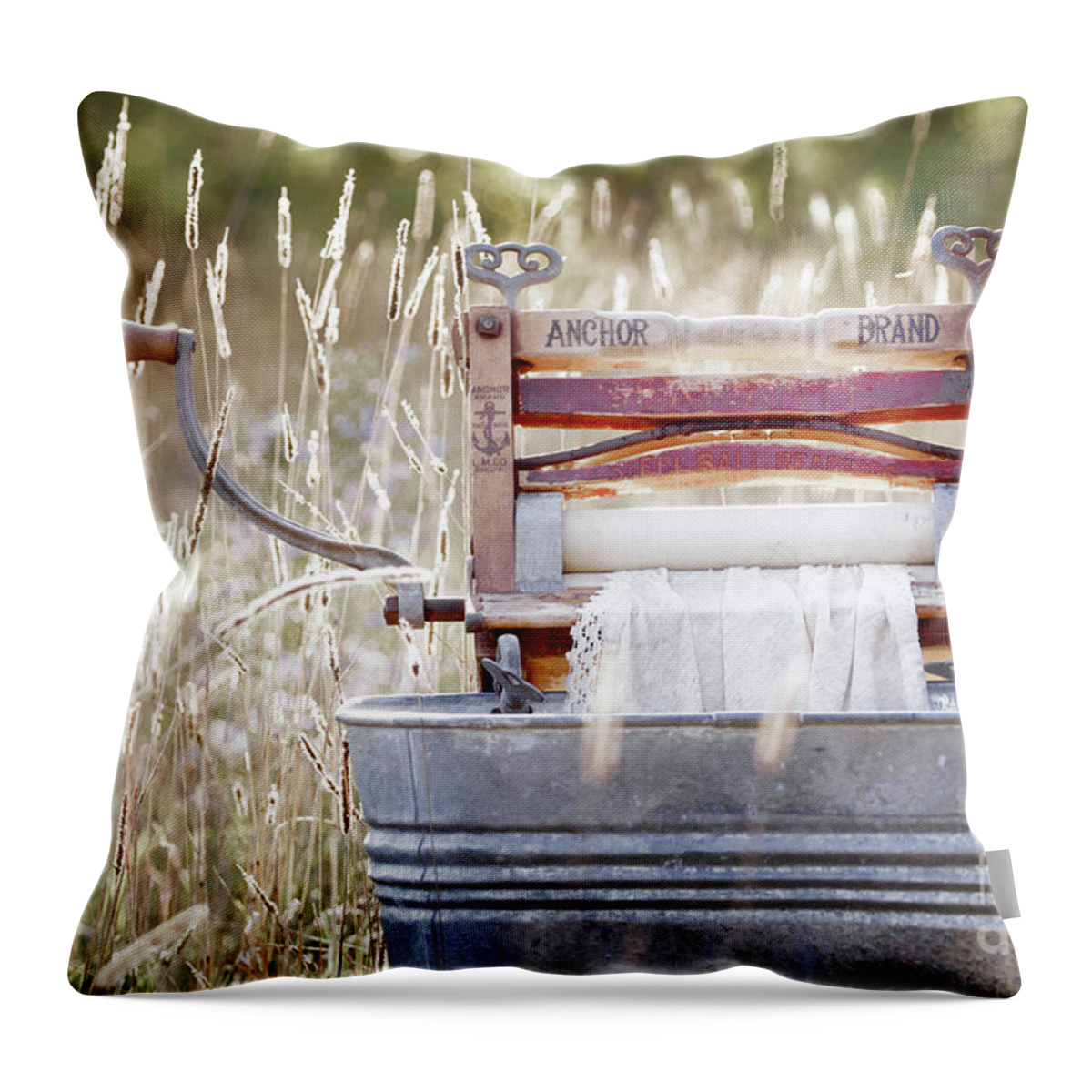 Laundry Room Throw Pillow featuring the photograph Yesterday's Laundry No. 1 #2 by Angie Rea