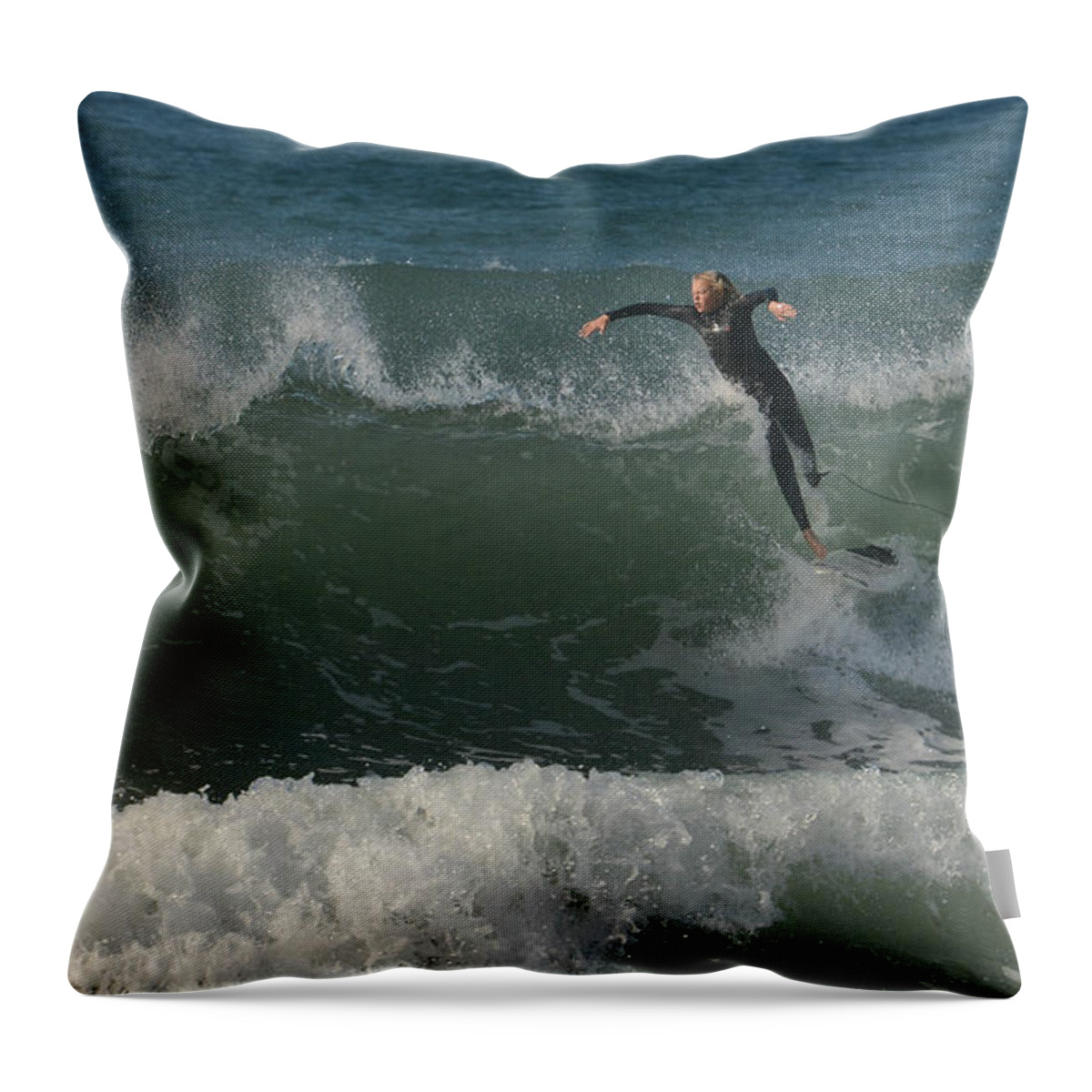 Surfer Throw Pillow featuring the photograph Young Blood #1 by Fraida Gutovich