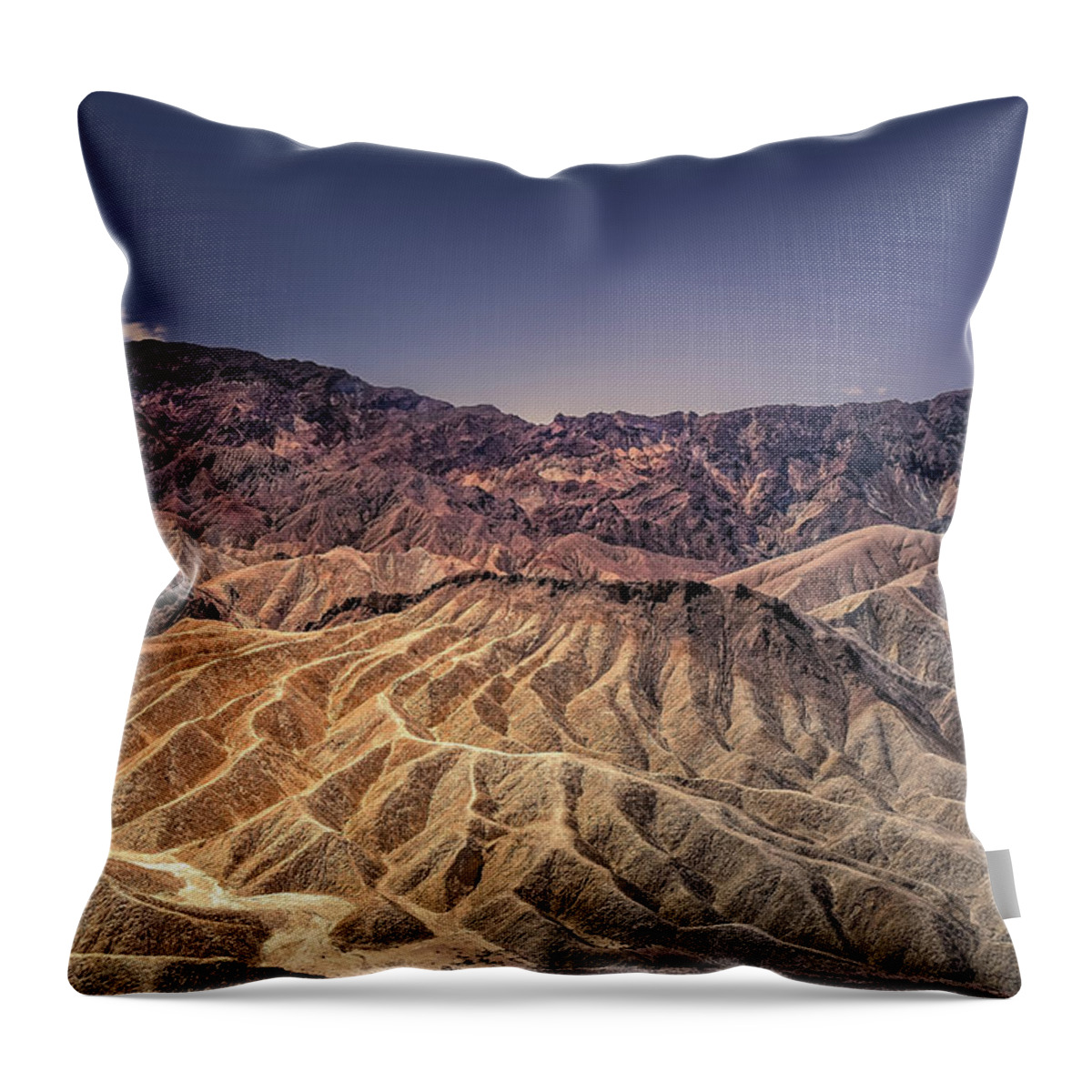 Arid Throw Pillow featuring the photograph Zabriskie Point View #1 by Peter Lakomy