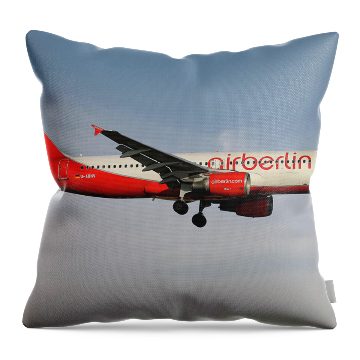 Air Berlin Throw Pillow featuring the photograph Air Berlin Airbus A320-214 #10 by Smart Aviation