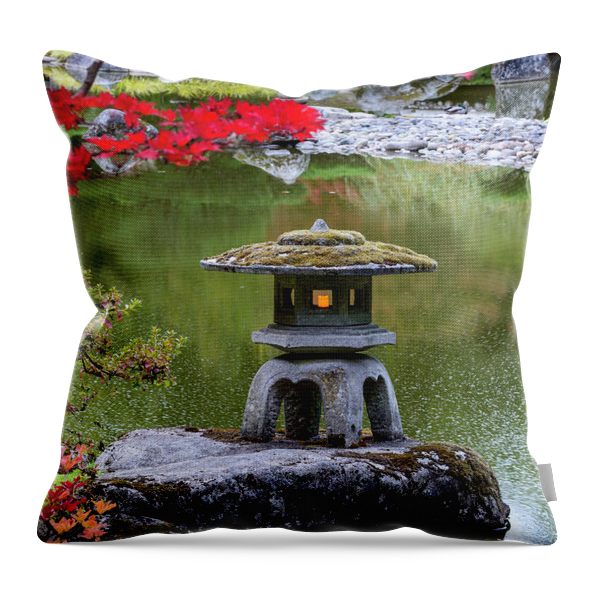 Maple Throw Pillow featuring the digital art Japanese Garden, Seattle #10 by Michael Lee