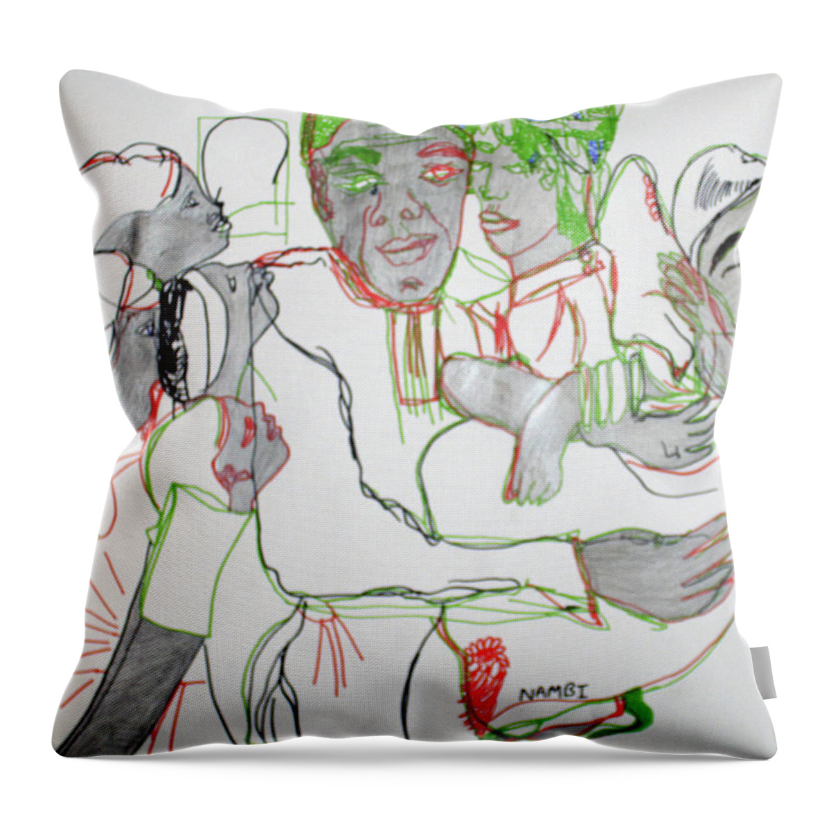 Jesus Throw Pillow featuring the painting Kintu and Nambi Kasuze Katya #10 by Gloria Ssali