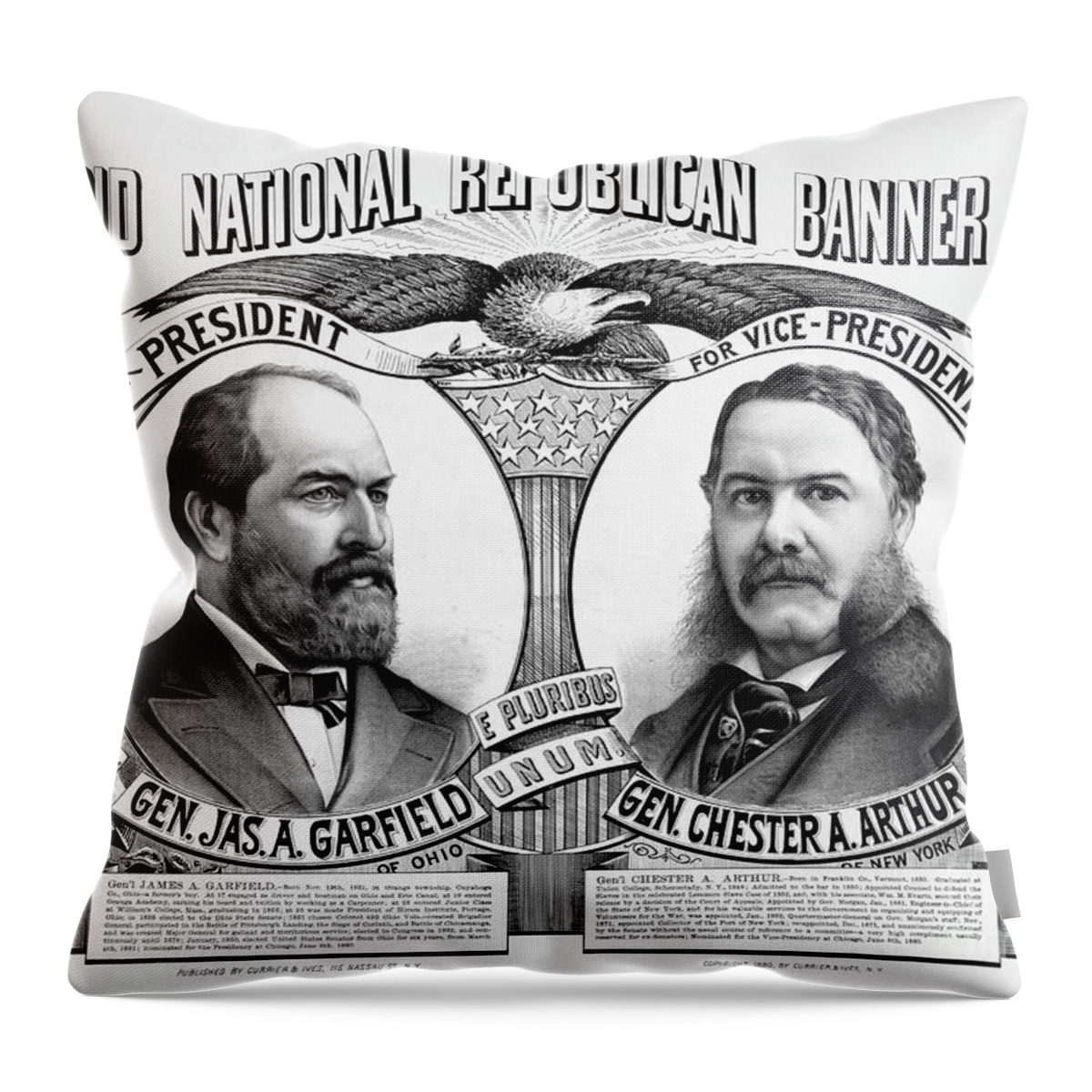 1880 Throw Pillow featuring the drawing Presidential Campaign, 1880. #10 by Granger
