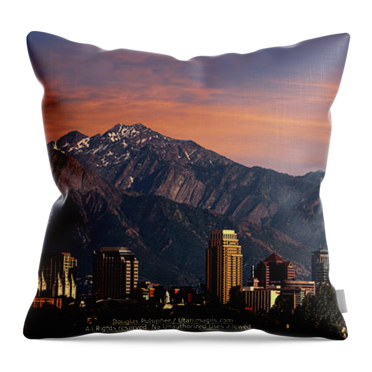 Salt Throw Pillow featuring the photograph Salt Lake City Skyline #10 by Douglas Pulsipher