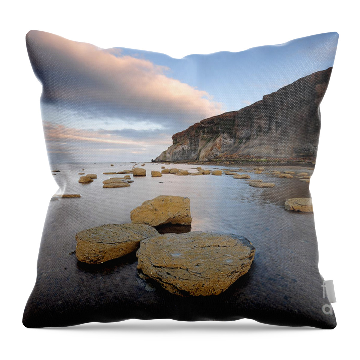 Saltwick Bay Throw Pillow featuring the photograph Saltwick Bay #10 by Smart Aviation