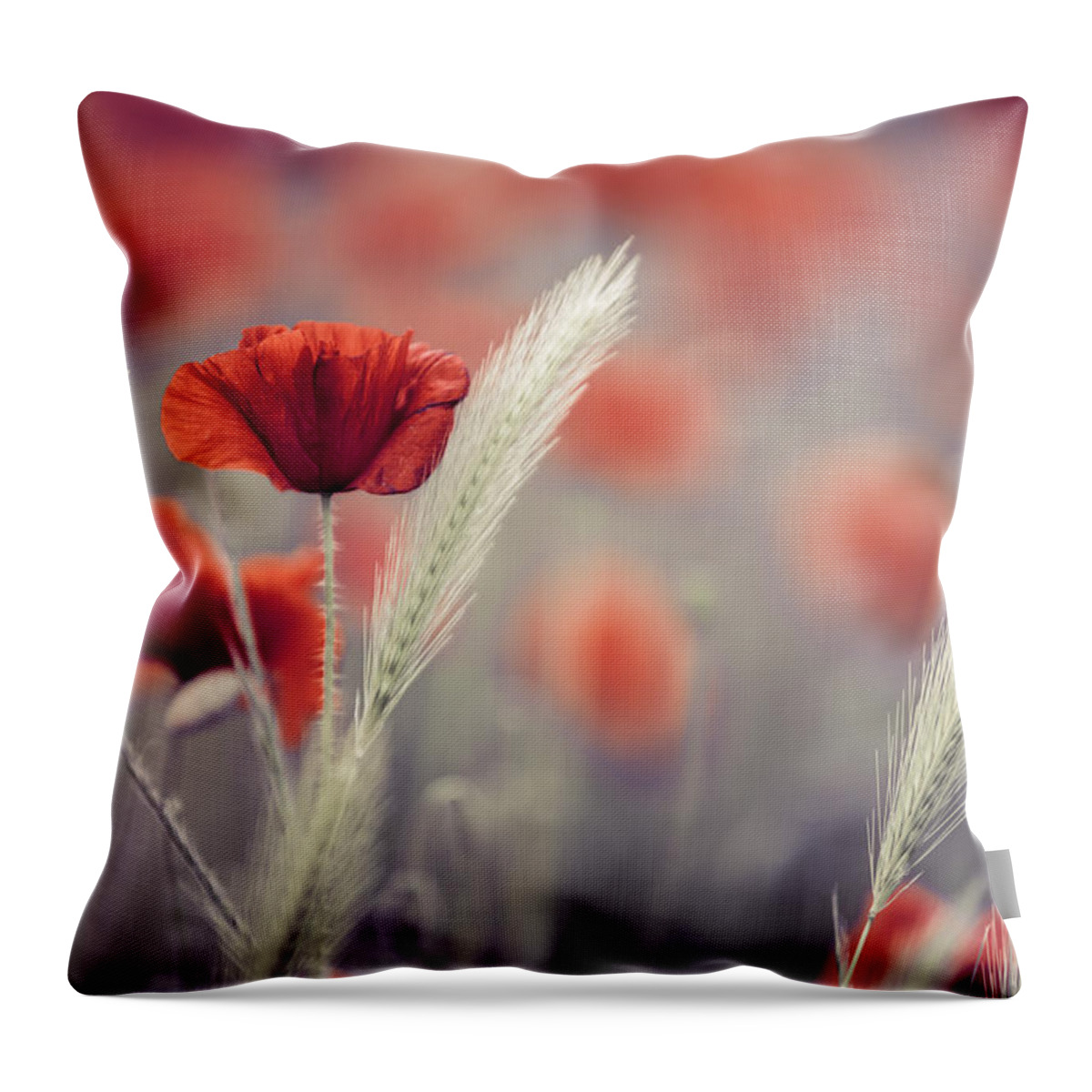 Poppy Throw Pillow featuring the photograph Summer Poppy Meadow #10 by Nailia Schwarz
