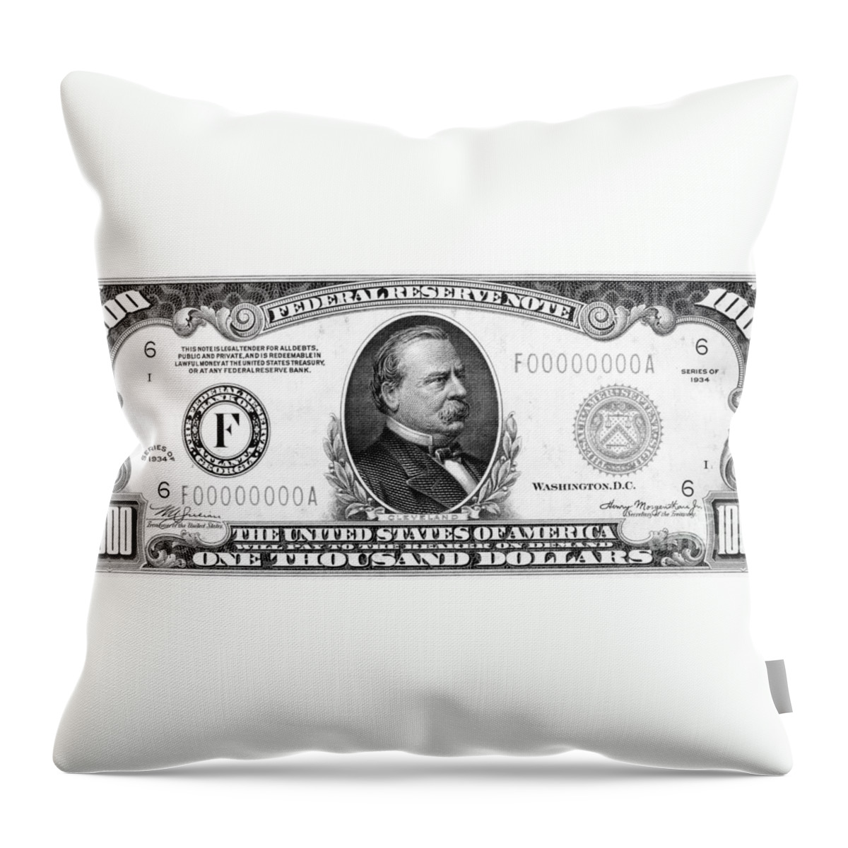 1000 Throw Pillow featuring the photograph 1,000 Dollar Bill #1000 by Granger