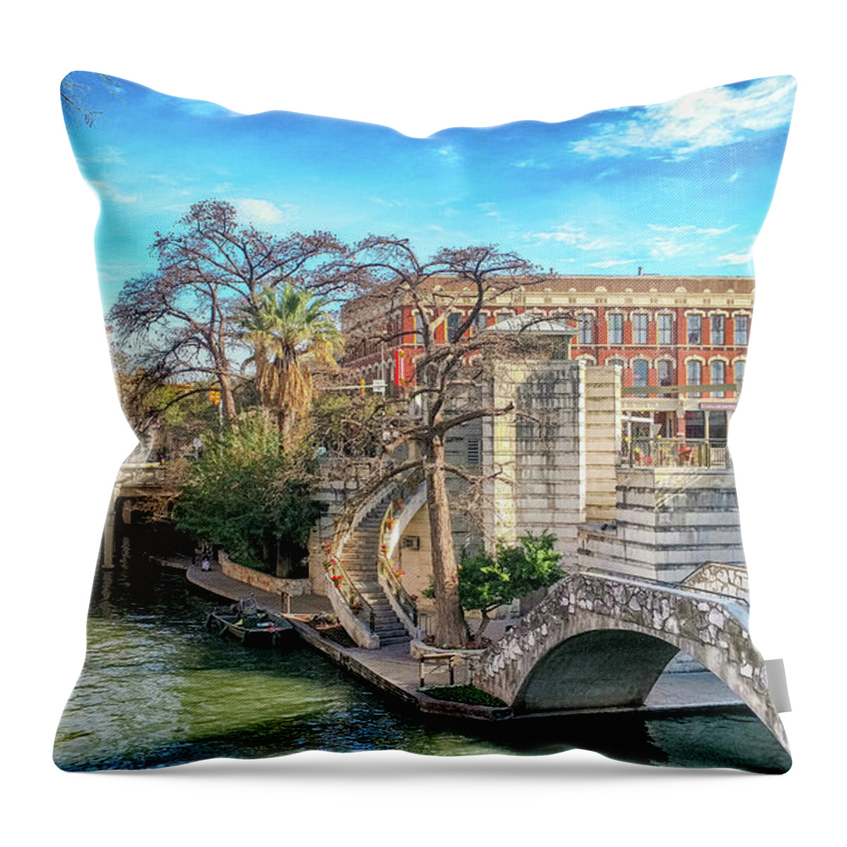 San Antonio Throw Pillow featuring the photograph 10863 The River Walk by Pamela Williams