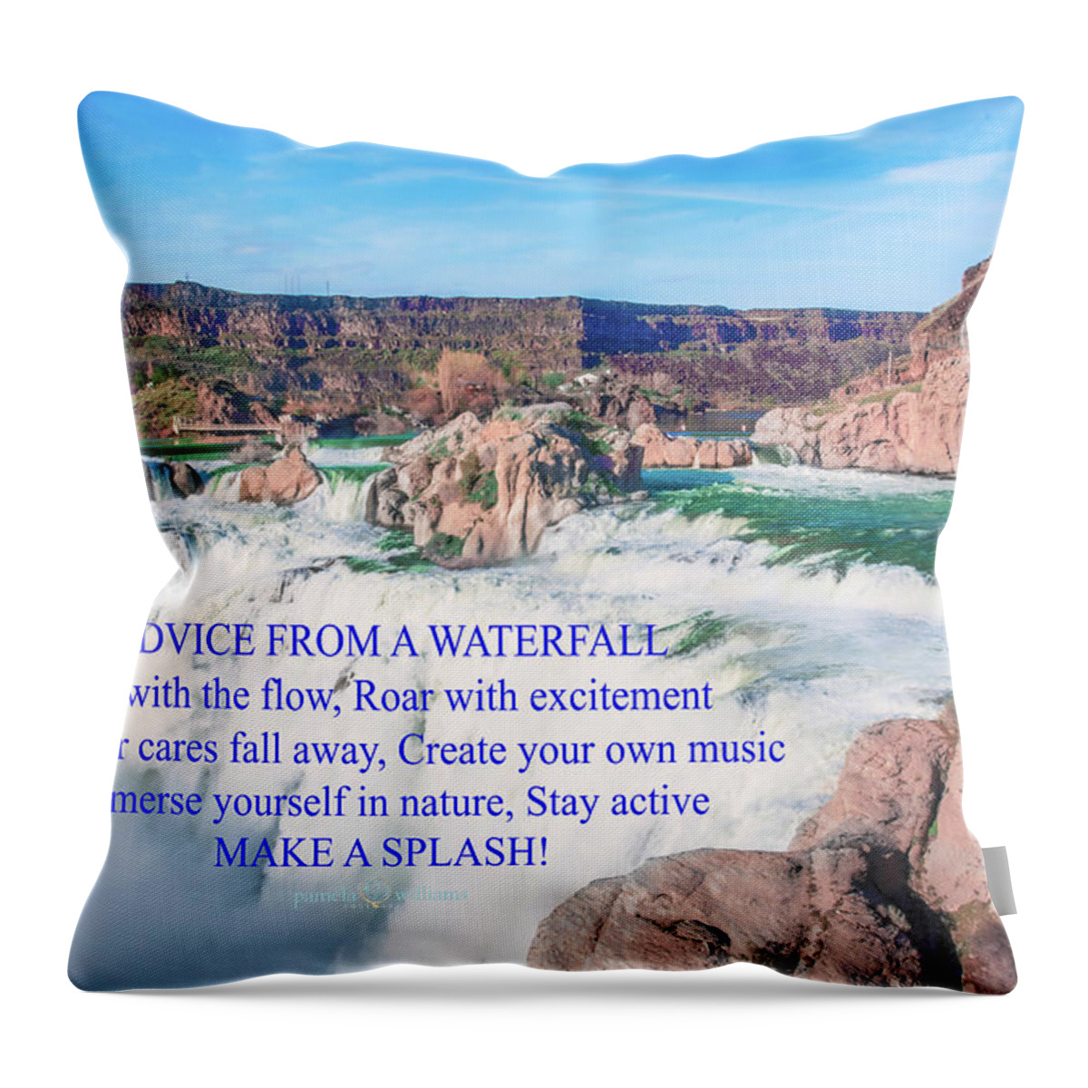 Motivational Throw Pillow featuring the digital art 10919 Make a Splash by Pamela Williams