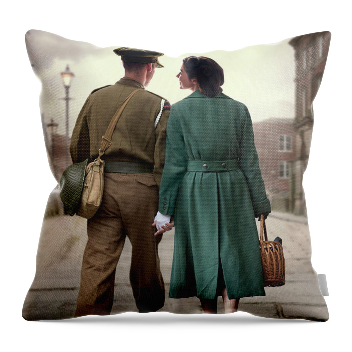 Woman Throw Pillow featuring the photograph 1940s Couple #11 by Lee Avison