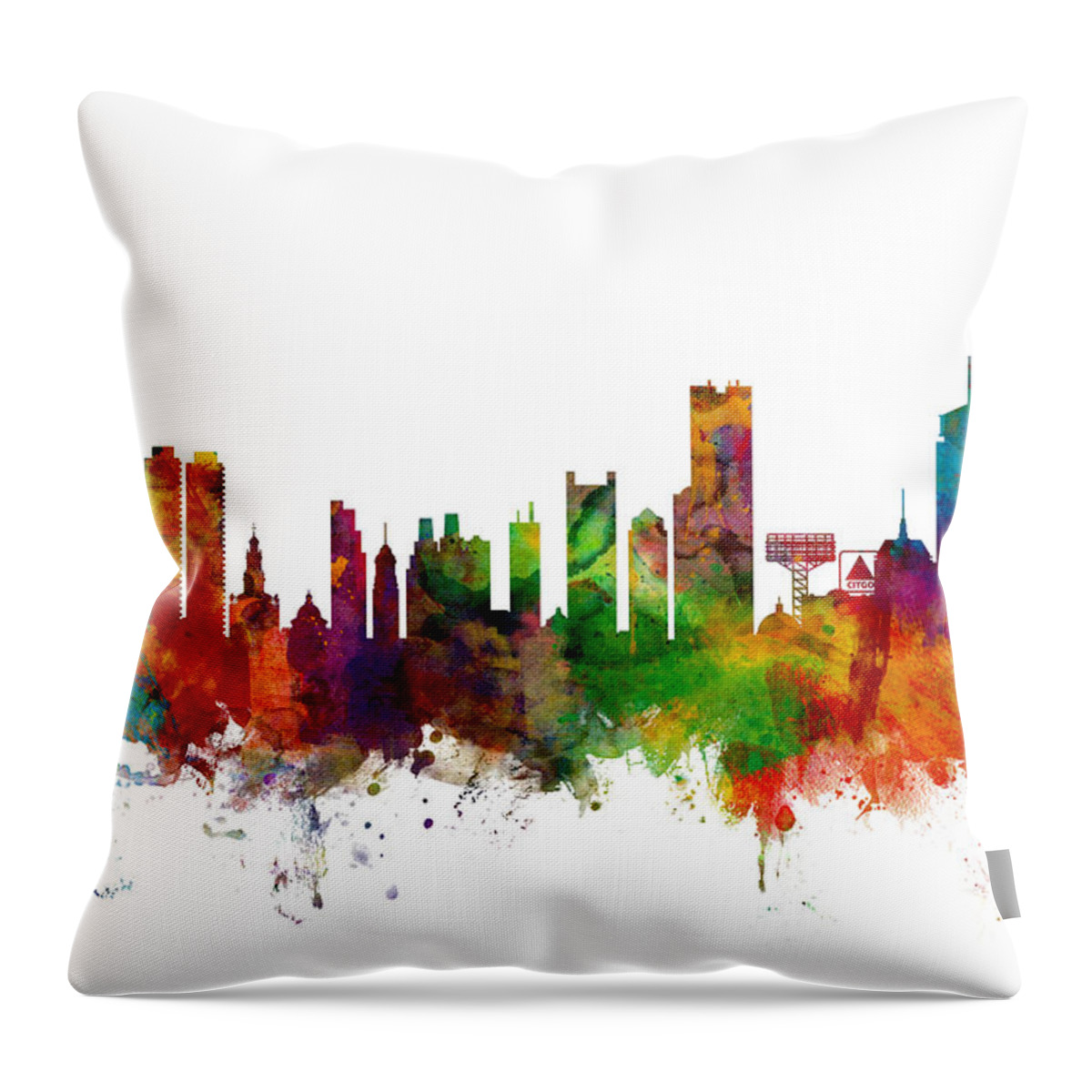 United States Throw Pillow featuring the digital art Boston Massachusetts Skyline #11 by Michael Tompsett