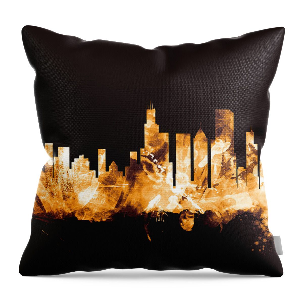 Chicago Throw Pillow featuring the digital art Chicago Illinois Skyline #11 by Michael Tompsett