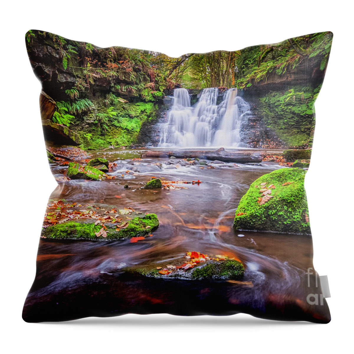 Waterfall Throw Pillow featuring the photograph Goit Stock Waterfall #10 by Mariusz Talarek