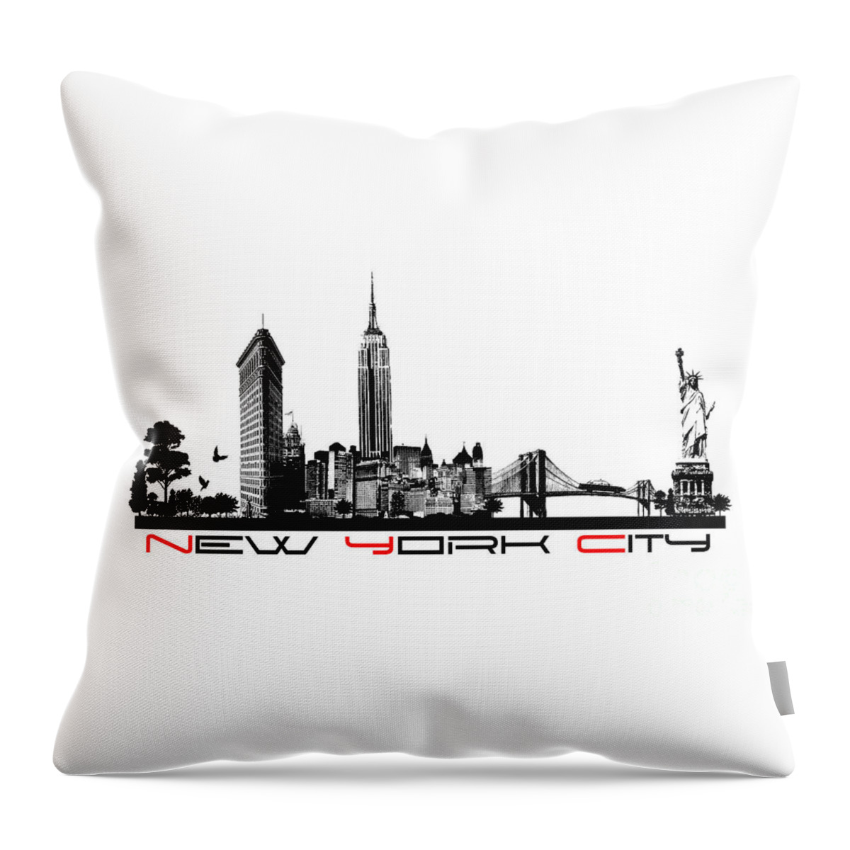 New York Throw Pillow featuring the digital art New York city skyline #11 by Justyna Jaszke JBJart