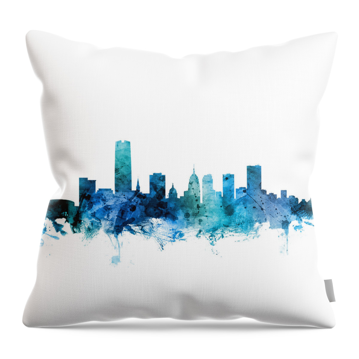 Oklahoma City Throw Pillow featuring the digital art Oklahoma City Skyline #11 by Michael Tompsett